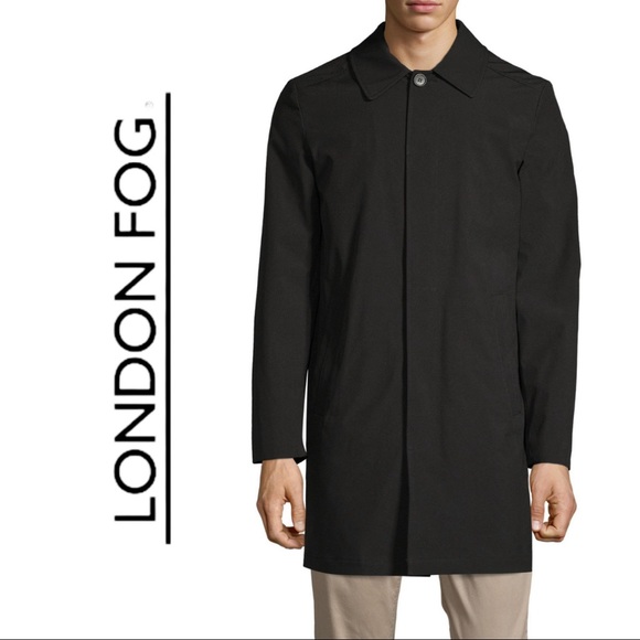 London Fog Trench Coat Black Button Front 42R